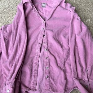 Pink Button-Up Corduroy Shirt